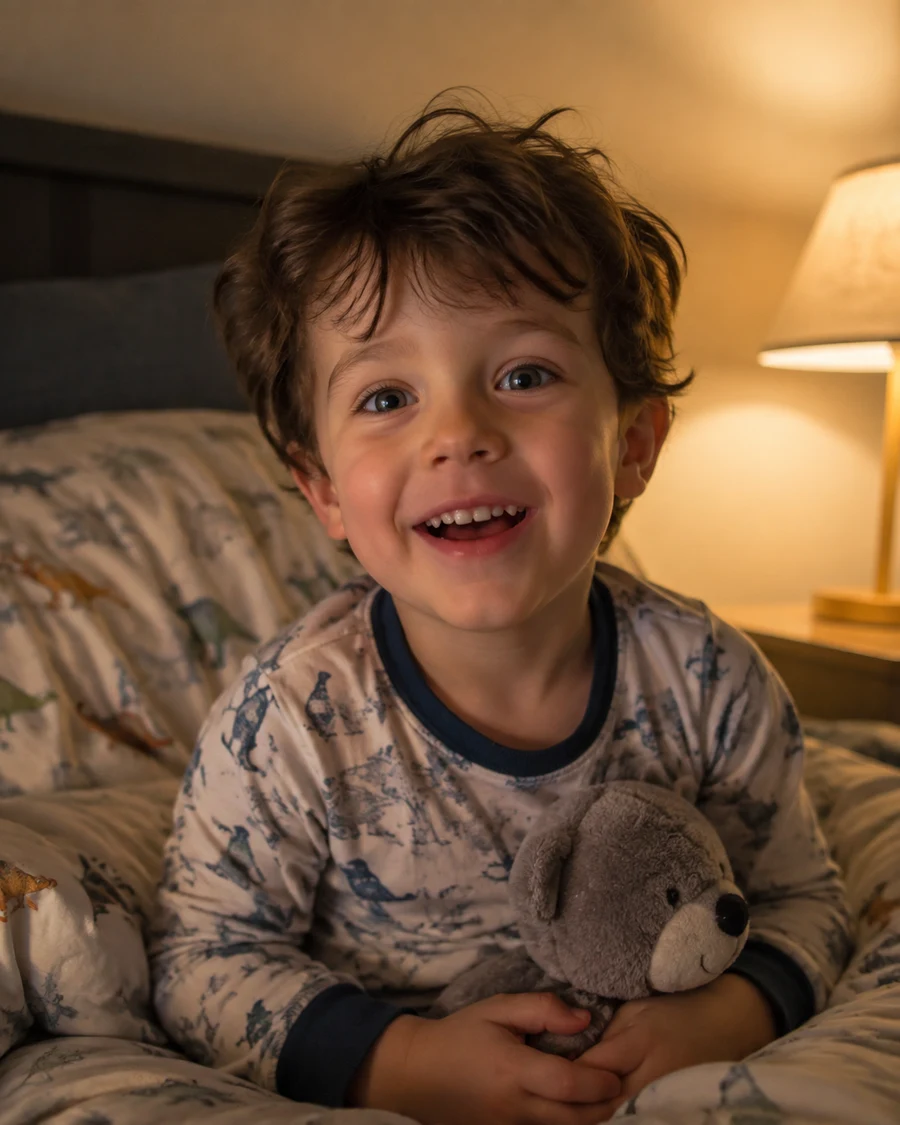 Theo pedindo a historinha na cama